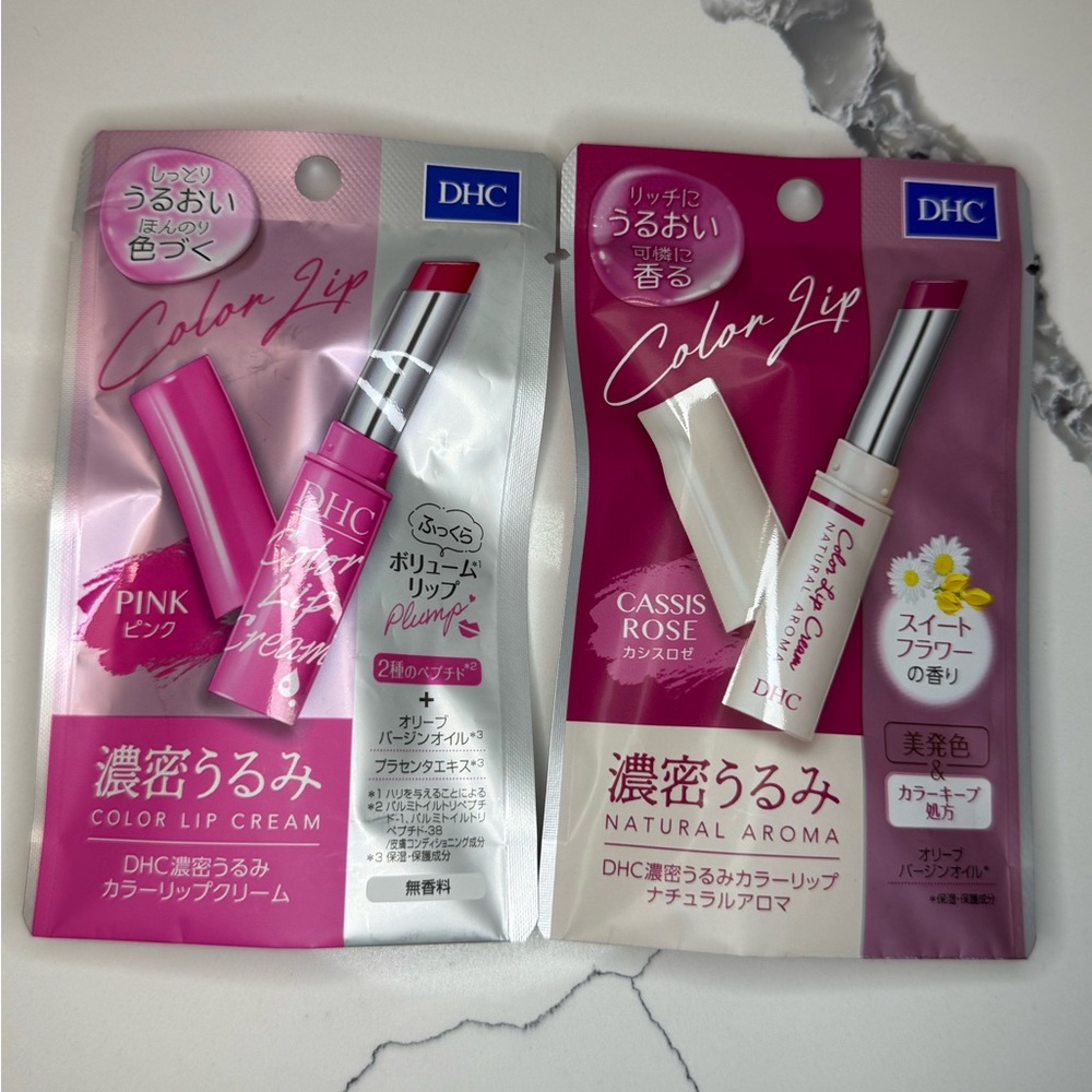 DHC Color Lip Cream Set - Pink + Cassis Rose